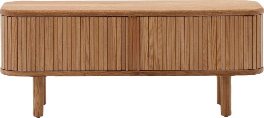 Kave Home Mailen TV bord med 2 dører i askfinér med mørk finish 120 x 50 cm Brun