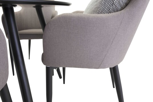 Venture Design Plaza & Comfort spisegruppe Svart/grå 4 st stoler & bord 100 cm