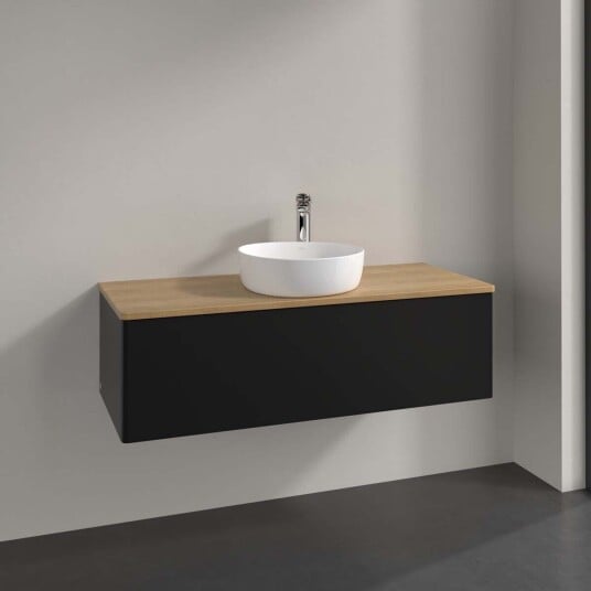 Villeroy & Boch  Antao Servantskap med 1 skuff 120x50x36 cm u/lys Sort Matt/Eik