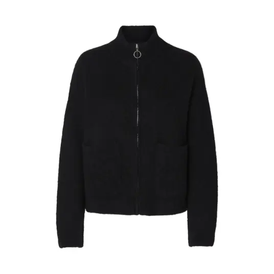 Selected Femme Sia Ras Long Sleeve Knit Zipper Cardigan Sort XL Selected Femme Sia Ras Long Sleeve Knit Zipper Cardigan Sort XL