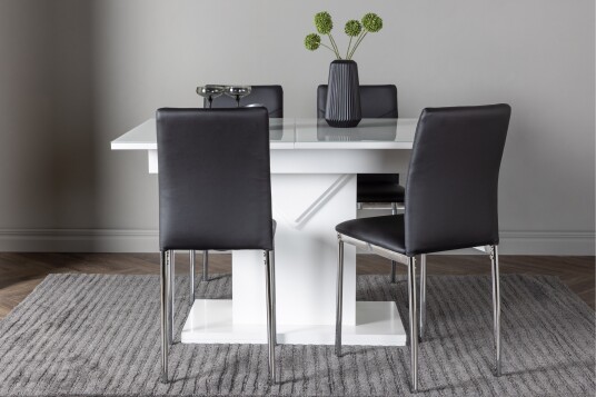 Venture Home Pluto Spisegruppe 120 cm Rektangulær med 4 Lily Stoler Sort
