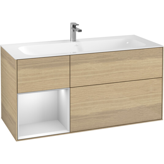 VILLEROY & BOCH FINION SERVANTSKAP 120 EIK FINÉR M/LYS VENSTRESTILT HVITMATT HYLLE