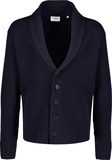 Lindbergh Rib Shawl Collar Cardigan Navy XXL