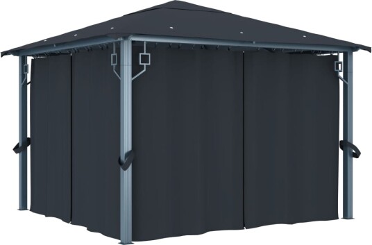 vidaXL Paviljong med gardin 300x300 cm antrasitt aluminium vidaXL Paviljong med gardin 300x300 cm antrasitt aluminium