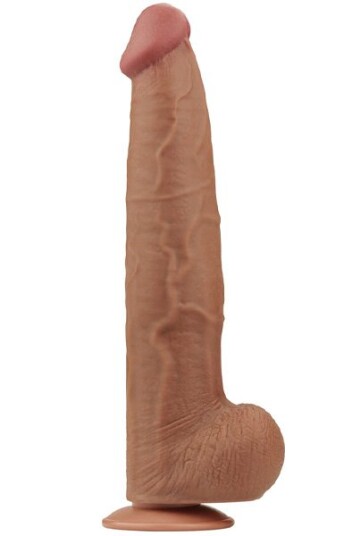 Lovetoy Sliding Skin Dual Layer Dildo Brown 34 cm
