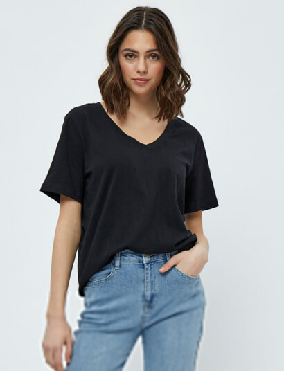 Minus Leti V-Hals T-Shirt - Black - L