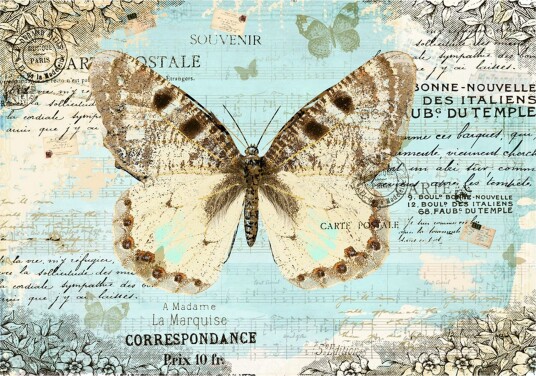 Tapet Postcard With Butterfly 100x70 - Artgeist sp. z o. o.