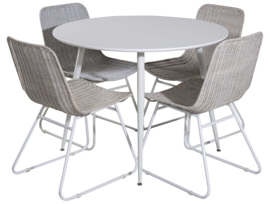 Venture Design Plaza & Cirebon spisegruppe Hvit/hvit 4 st stoler & bord 100 cm