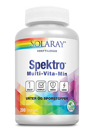 Solaray Spektro Multi-Vita-Min m. Jern og K2 200 Kapslar Solaray Spektro Multi-Vita-Min m. Jern og K2 200 Kapslar