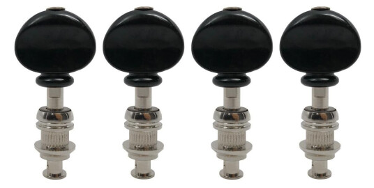 Grover 4b Sta-Tite Ukulele Pegs W/Svart Button - 4 Pcs. - Nickel