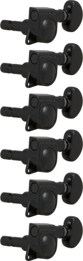 Grover 406bc6 Mini Locking Rotomatics W/round Button, 6-In-Line, Svart Chrome
