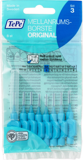 Tepe Original Mellomromsbørster - 0.6 mm - 8 Stk. Tepe Original Mellomromsbørster - 0.6 mm - 8 Stk.