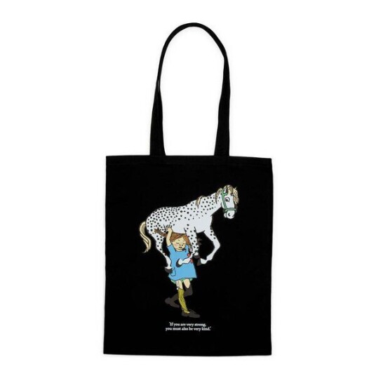 Nordicbuddies Pippi handlenett 38 5x42 cm Pippi hest svart