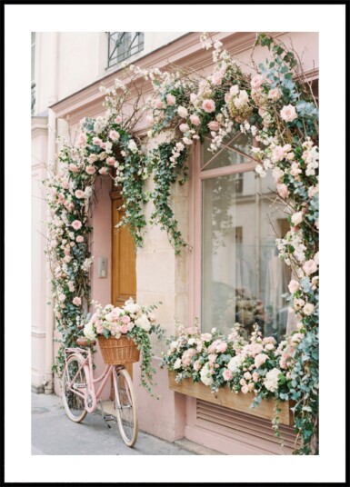 Parisian Flower Bicycle Plakat / 50x70