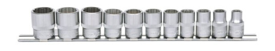 Ks Tools 911.0609, Støpselsett, 3/8", 11 Hoder, Kromvanadiumstål, Din 3120, Iso 1174, Din 3124, Iso 2725, 750 G