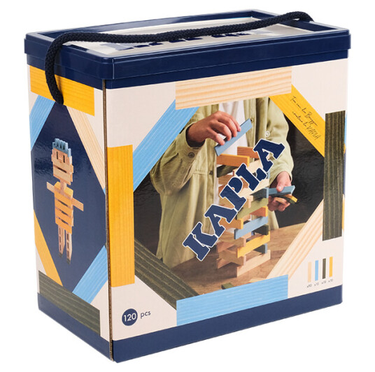 Kapla 120 Box Natural, Light Blue, Yellow & Green