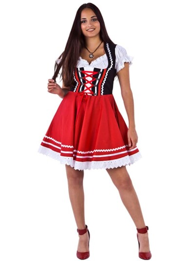 Hisab/Joker Company AB Oktoberfest Dirndl Svart/Rød Karnevalskostyme  46