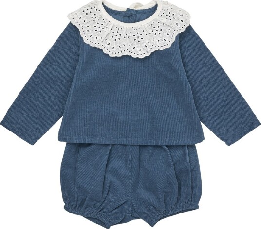 Lalaby Sett   Genser/Bloomers   Lucy   Whale   Lalaby   9 md   Genser Blå Hvit