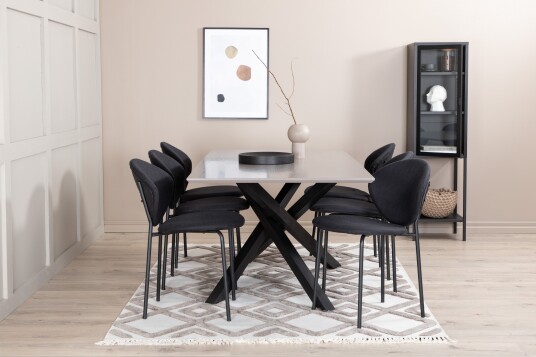 Venture Home Spisegruppe Arnulf 190 cm inkl. 6 Capmany Stoler Grå/Svart