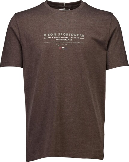 Bison O Neck Print Tee BROWN MEL S Bison O Neck Print Tee BROWN MEL S