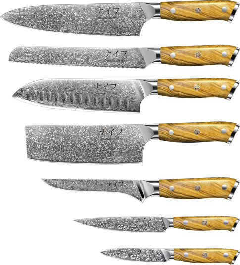 Hâws Damascus by Hâws knivsett 7 deler Brun rustfritt stål Hâws Damascus by Hâws knivsett 7 deler Brun rustfritt stål