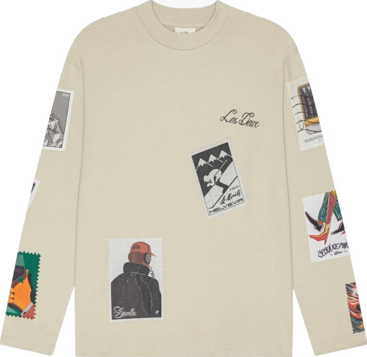 Les Deux Stamp Long Sleeve T shirt Beige S