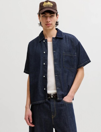 Jack & Jones Jjorgaustin Denim Shirt Ss Ln Blue S
