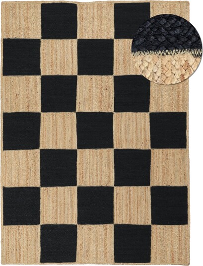 Juteteppe Khulna naturlig/svart Størrelse: 160 x 230 cm Juteteppe Khulna naturlig/svart Størrelse: 160 x 230 cm