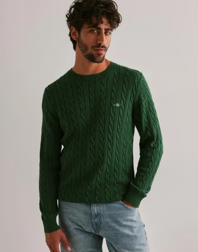 Gant Cotton Cable C-Neck Strikkegensere Grønn