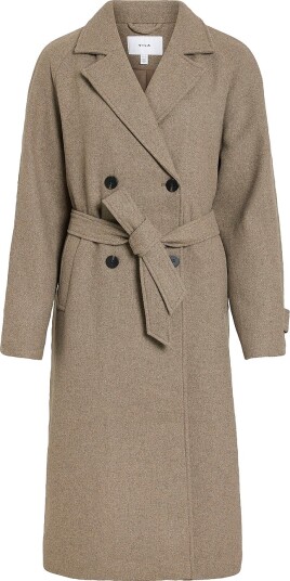 Vila Kåpe viWollie L/S Button Long Coat Grå