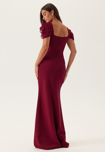Goddiva Pleated Sleeve Maxi Dress Goddiva Pleated Sleeve Maxi Dress