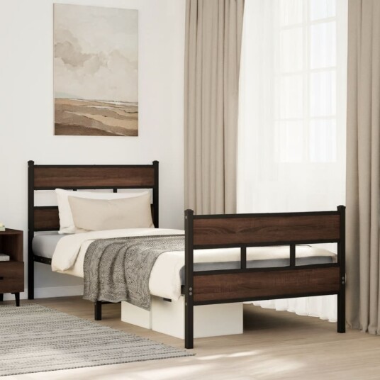  Sengeramme uten madrass med fotgavl brun eik 75x190 cm 8721158377487