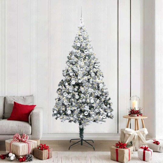 Kunstig juletre med 300 LED grønn 210 cm PVC og Stål og Plast