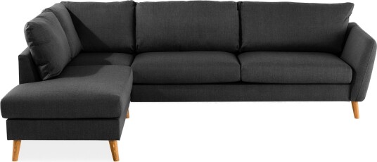 Trend 4 seters Venstrevendt L formet Sjeselongsofa i Stoff Svart