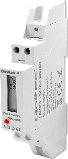 Qoltec 1 fase elektronisk energimåler DIN skinne 30A Qoltec 1 fase elektronisk energimåler DIN skinne 30A