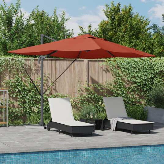  Kantilever Roma Parasol med LED er Terrakotta 352x251x265 cm Aluminium
