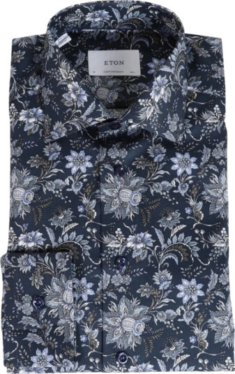Eton Herre Skjorter Svart XL,