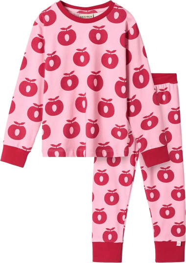 Småfolk Jubilee Nightwear Set With Apples Pink 122 128