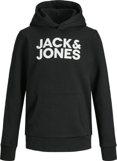 Jack & Jones Hettegenser Noos JjeCorp Black/Jr/Large Trykk Jack & Jones 8 år 128 Hettegenser Svart