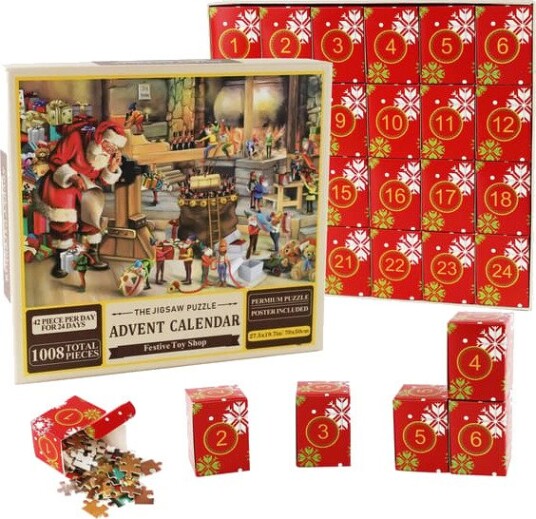 Sendes fra Sverige Puslespill Adventskalender 2024 1008 puslespillbrikker 24 dager Leketøysbutikk Jigsaw puslespill