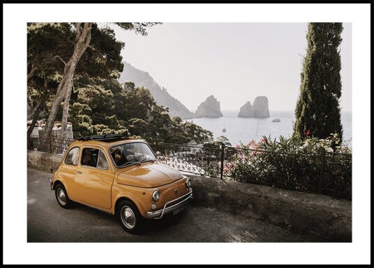 Little Orange Car in Capri Plakat Plakat / 21x30cm Little Orange Car in Capri Plakat Plakat / 21x30cm