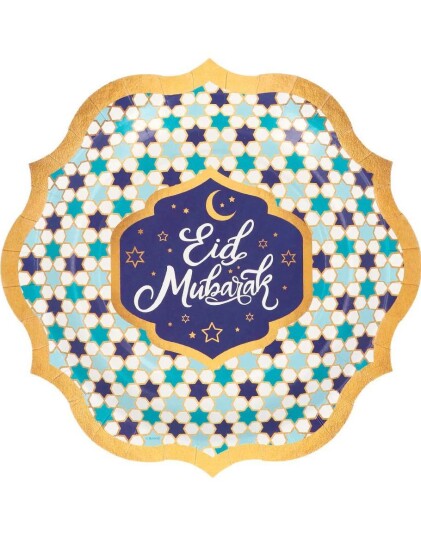 8 stk Eid Mubarak Tallerkener 23 cm 8 stk Eid Mubarak Tallerkener 23 cm