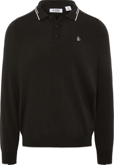 Original Penguin OP Lightweight Heritage Sweater Golfgenser herre Chocolate Torte Large