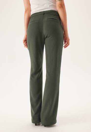 BUBBLEROOM Flared Structured Suit Trousers Dark green 34