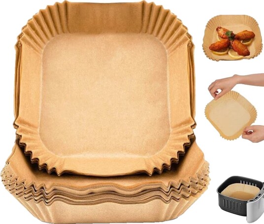 Emerio Bakepapir til Airfryer 20x20 cm - 50 stk Beige