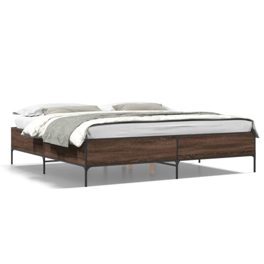 Sengeramme brun eik 200x200 cm konstruert tre og metall 8721102609718