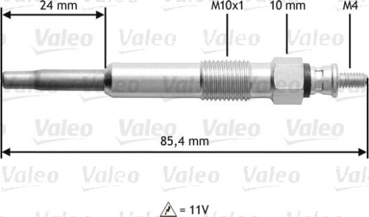 VALEO 345105 Glødeplugg VALEO 345105 Glødeplugg
