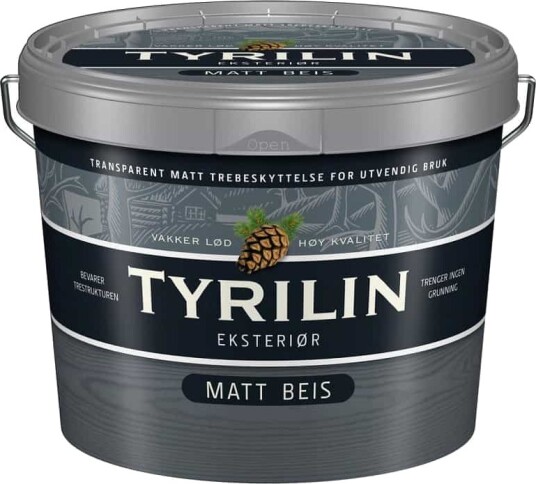Tyrilin Matt beis Utendørs vanntynnbar oljebeis 2,7 liter Tyrilin Matt beis Utendørs vanntynnbar oljebeis 2,7 liter