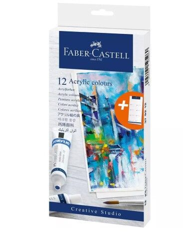 Faber Castell Malesett Faber Acryl Tube 12 Farger Faber Castell Malesett Faber Acryl Tube 12 Farger