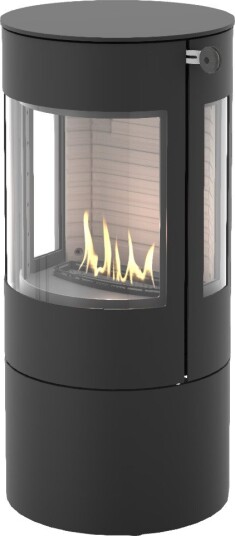Viva L 100 svart frittstående biopeis med sideglass og ståldør Viva L 100 svart frittstående biopeis med sideglass og ståldør